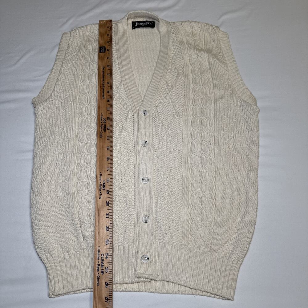 Vintage Jantzen Mens XL Vest 80s Natural Cable Knit Button Cardigan Sweater NWT - Picture 9 of 12